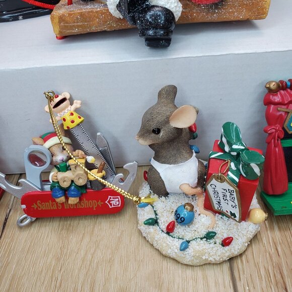 Vtg Lot of 10 Christmas Figurines Statues Holiday Ornaments Table Decor Santa - Picture 12 of 16